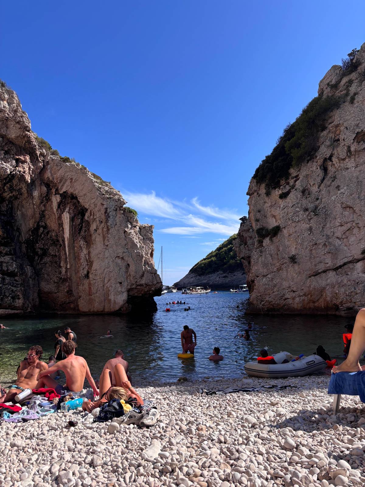 The pebble beach inside Stiniva
