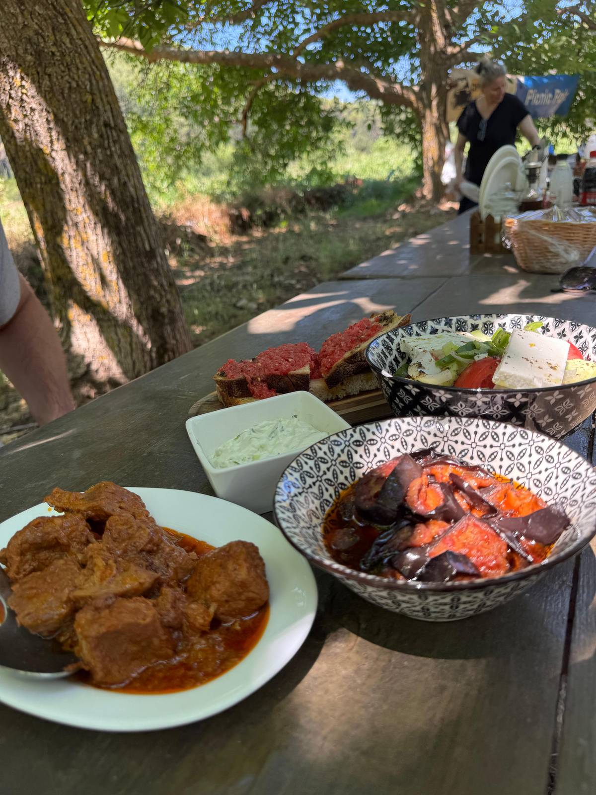 Greek dishes on the lunch table