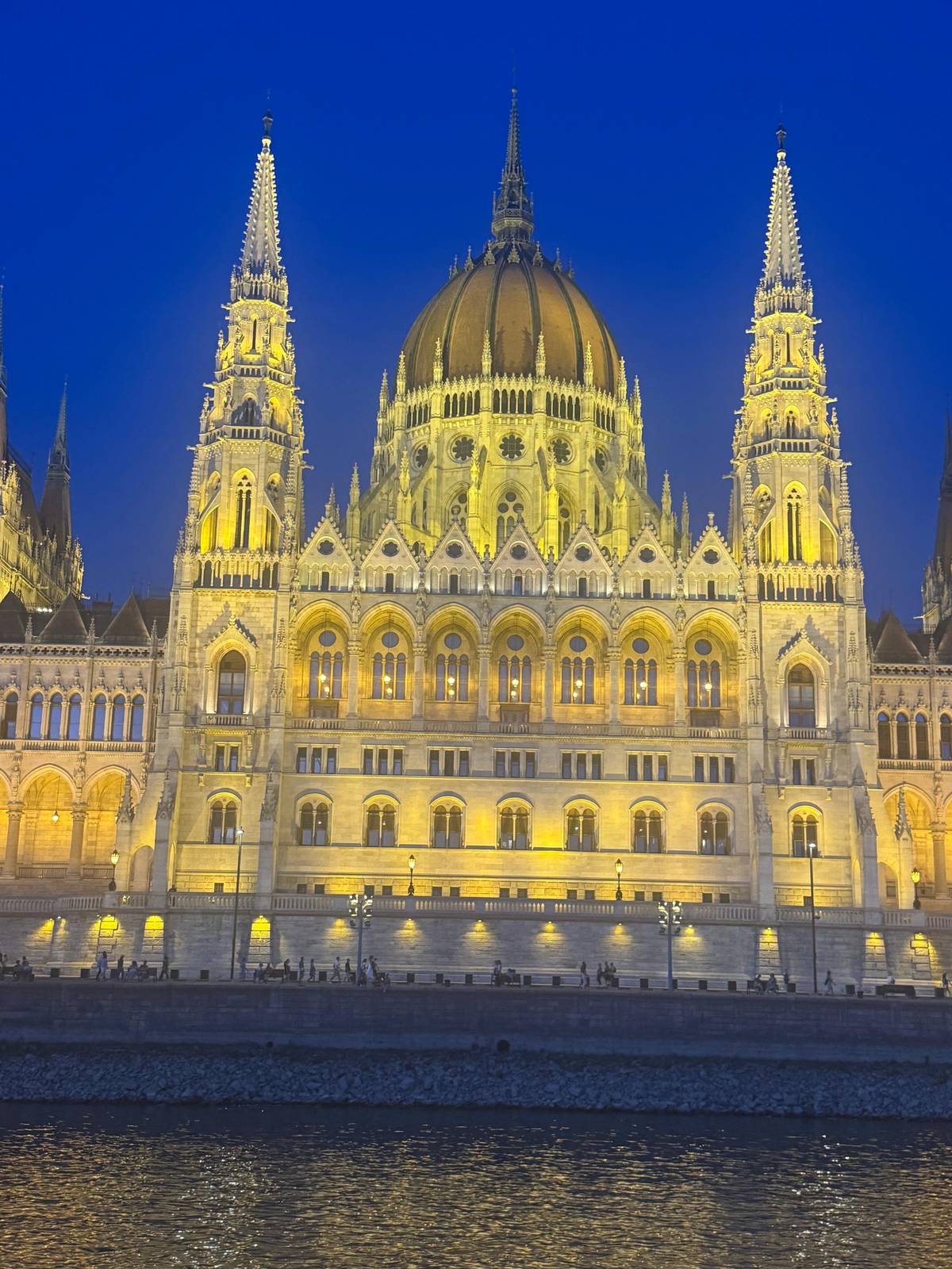 The Parliament facade close up after sunset