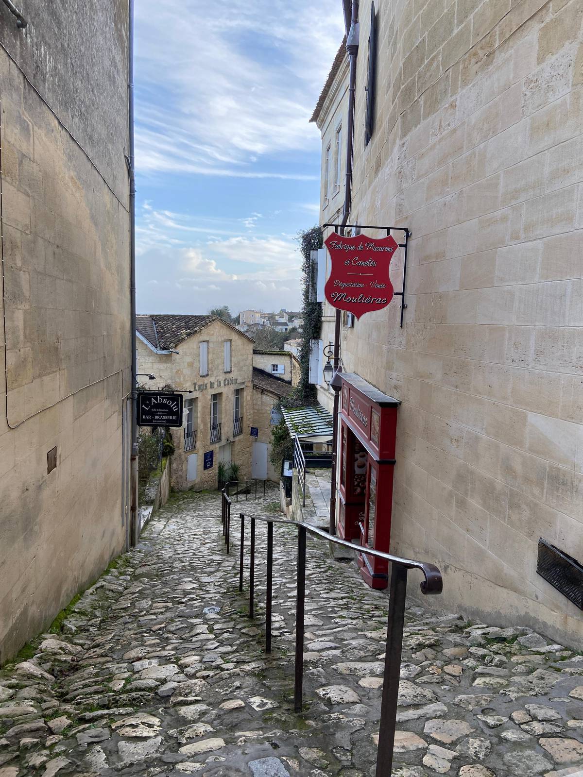 A steep cobbled lane in the village