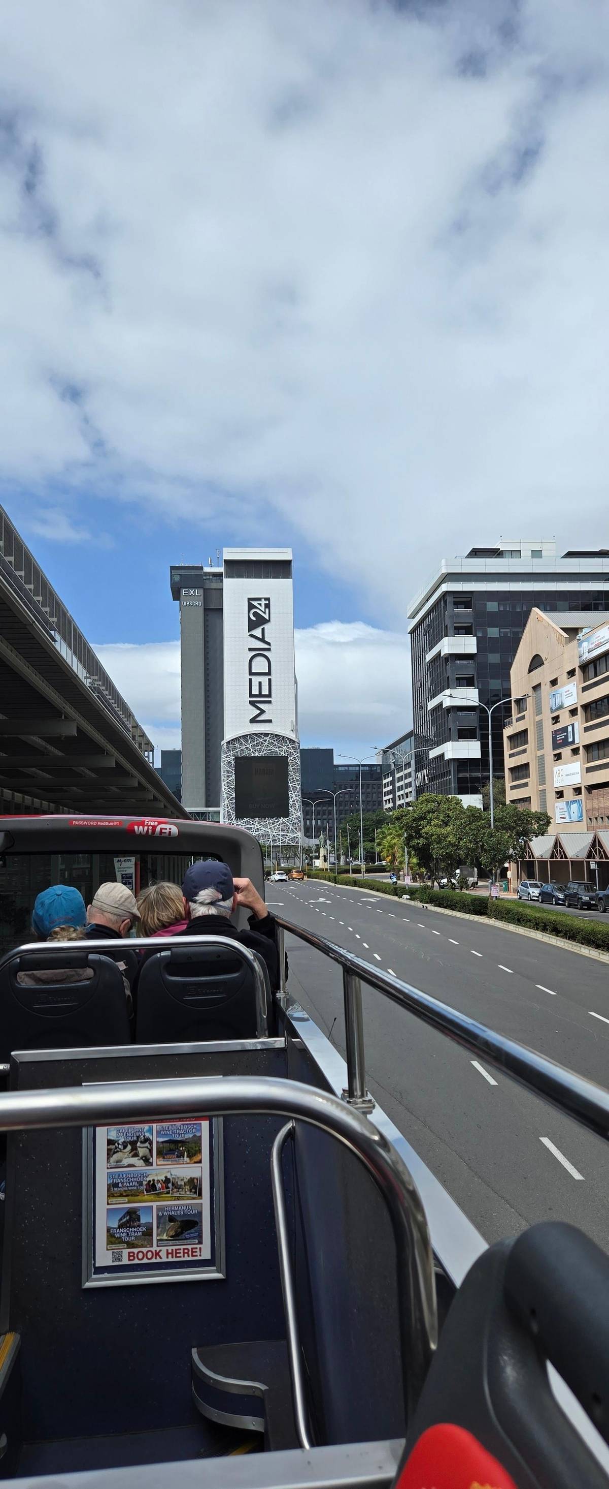 The open top deck heading into the city
