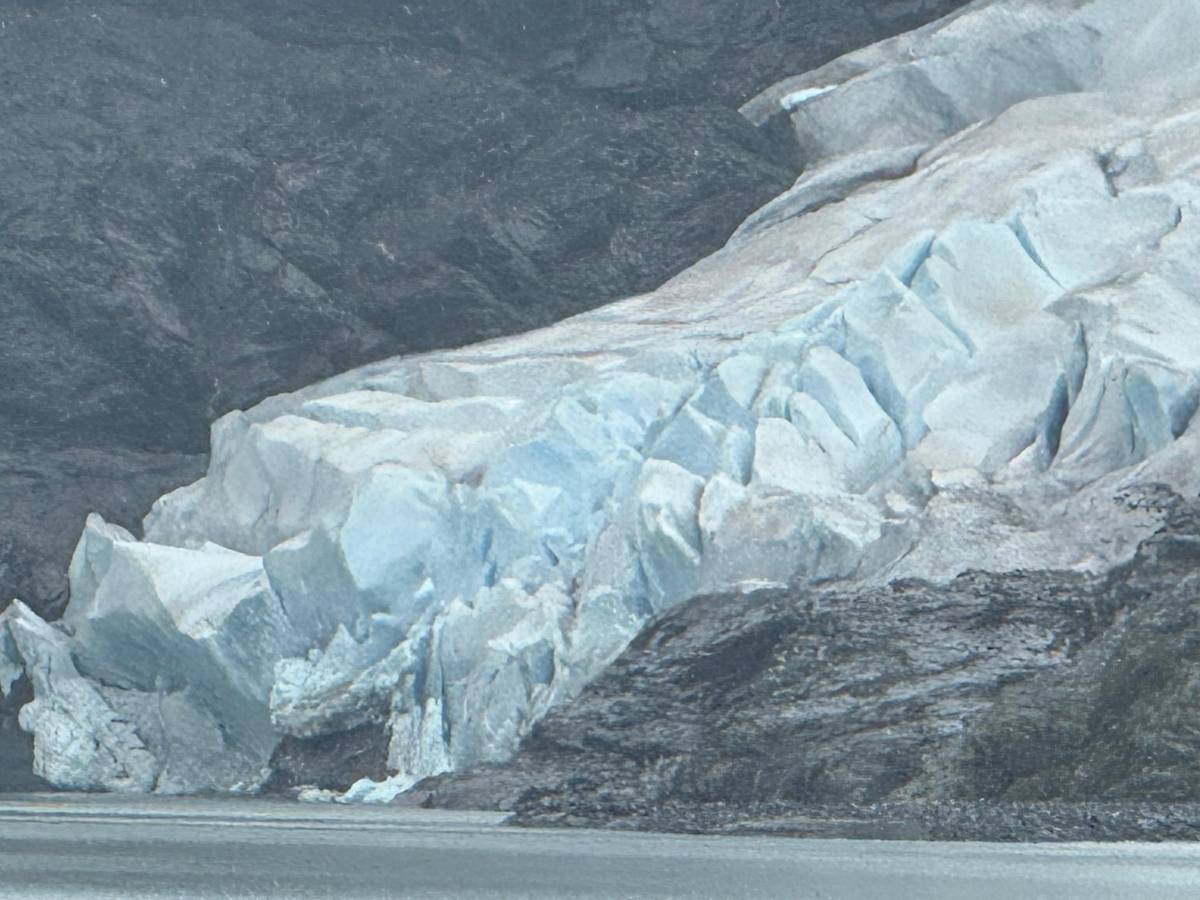 The blue ice of the Mendenhall Glacier