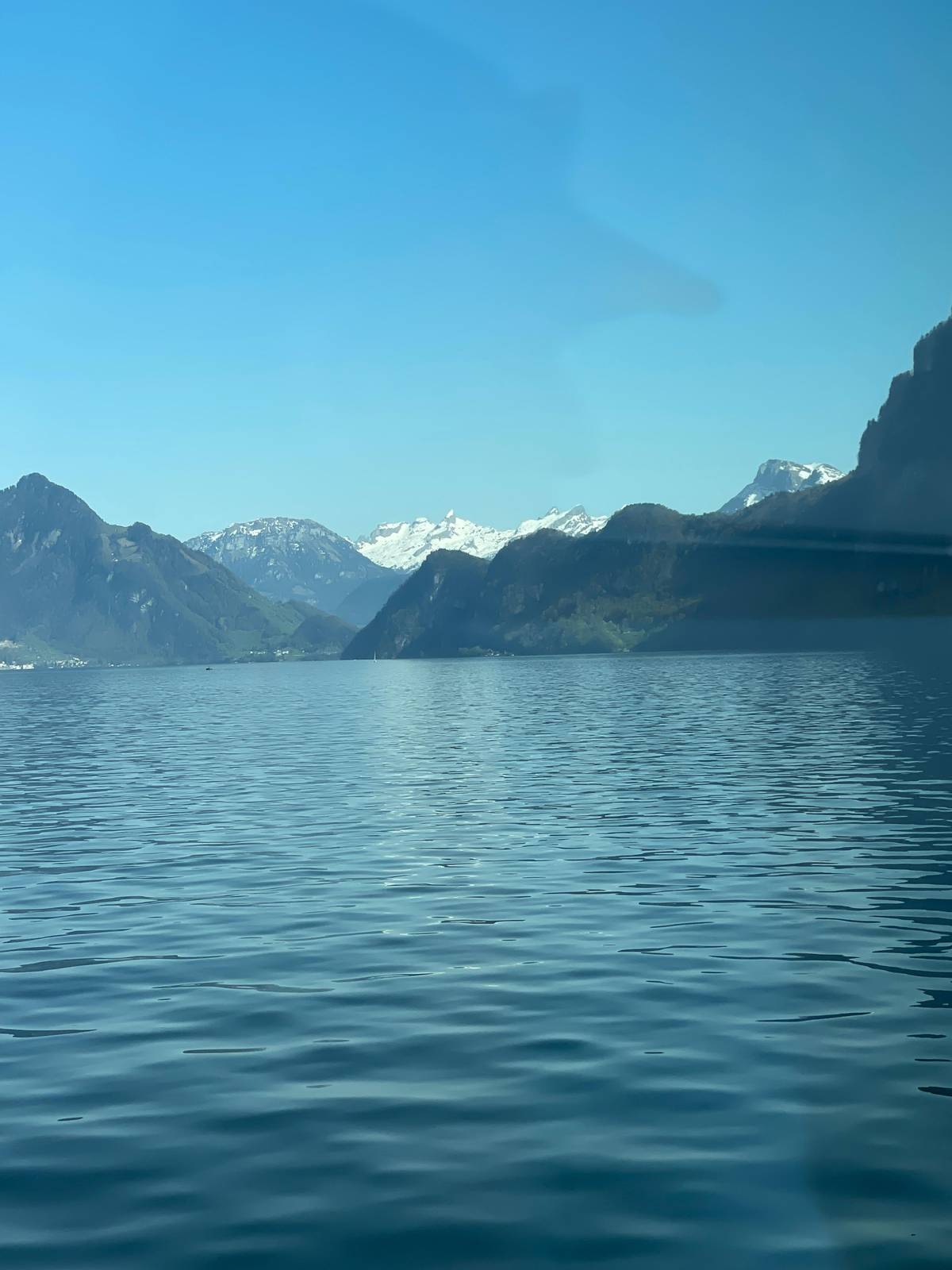 Mountains rising straight out of the lake