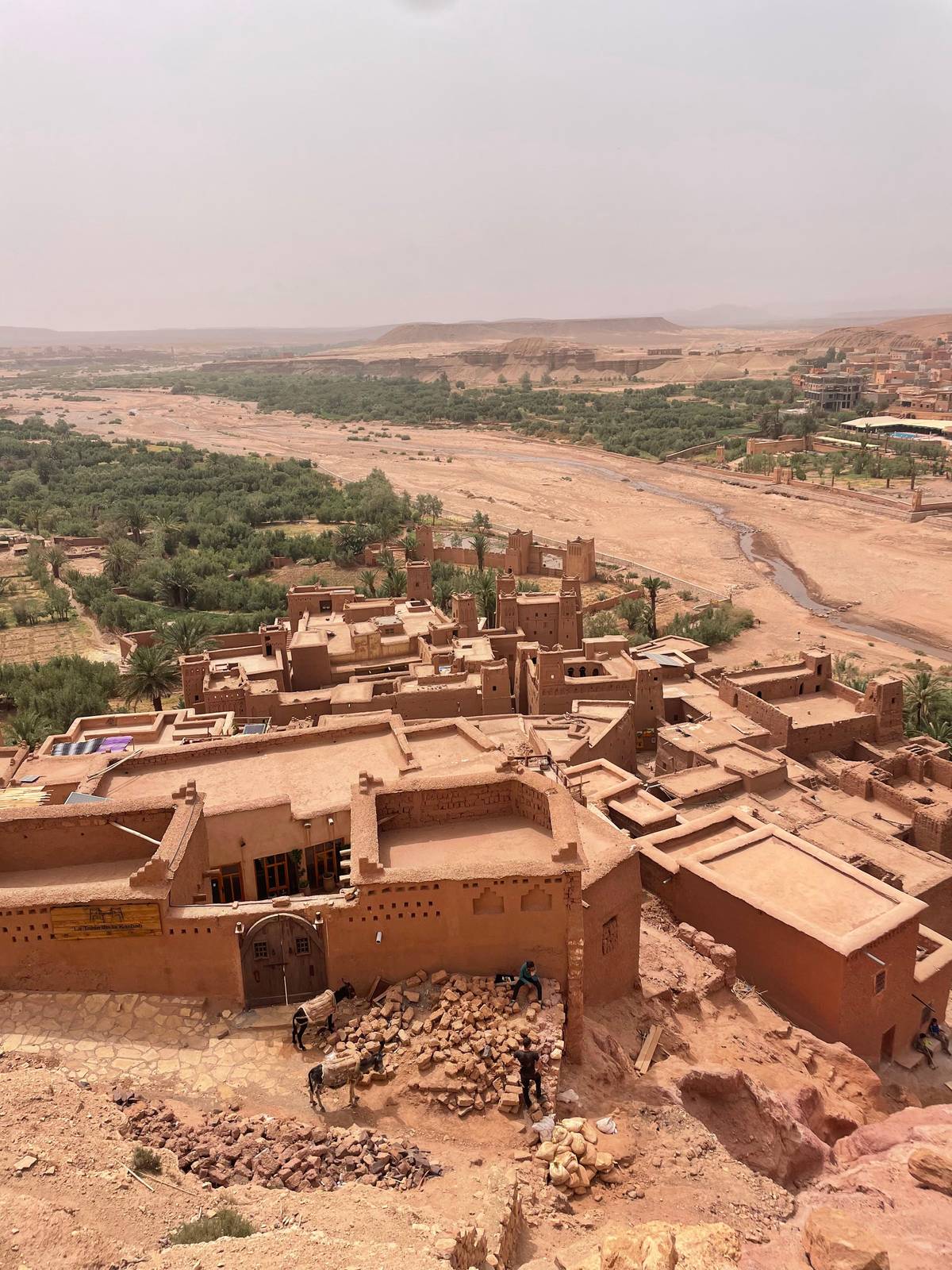 Flat mud-brick rooftops seen from above the ksar