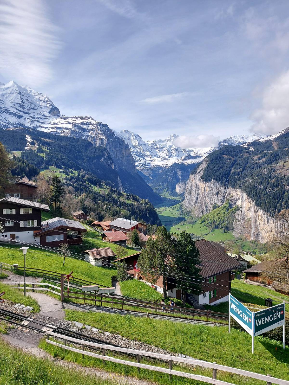 Chalets of Wengen above the valley