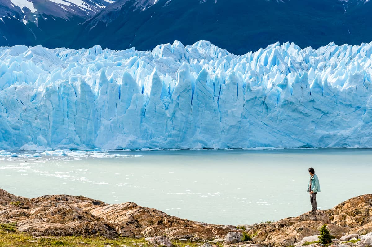 The wall of ice rising from the lake