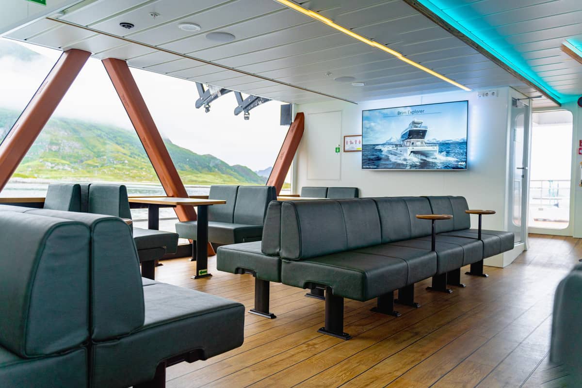The warm lounge on board