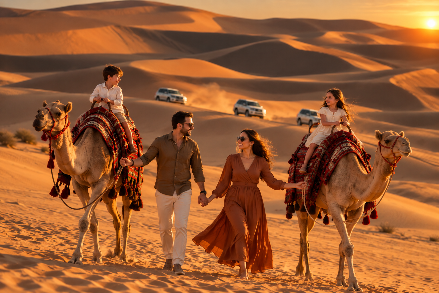 Doha: Family Desert Safari by 4x4, Dune Bashing & Camel Ride
