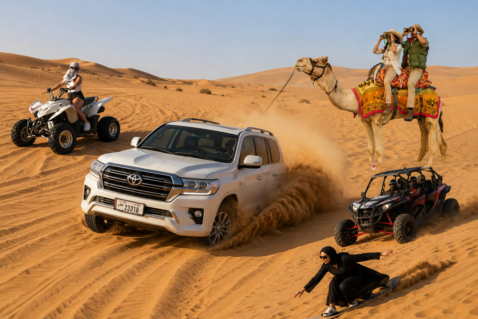 Desert Safari, QuadBike,Dune buggy, Sandboarding & CamelRide