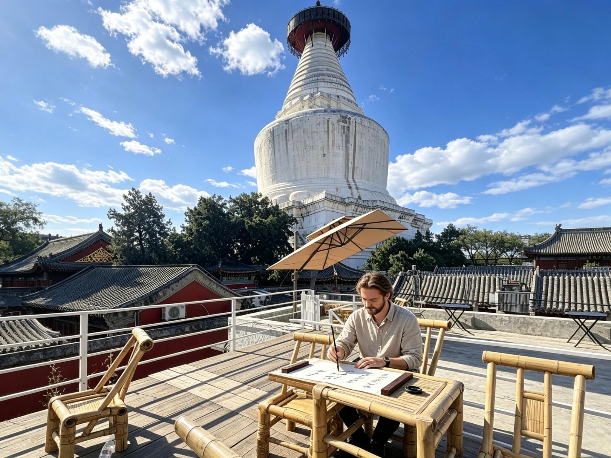 Beijing: White Pagoda Temple & Local Home Tea & Calligraphy