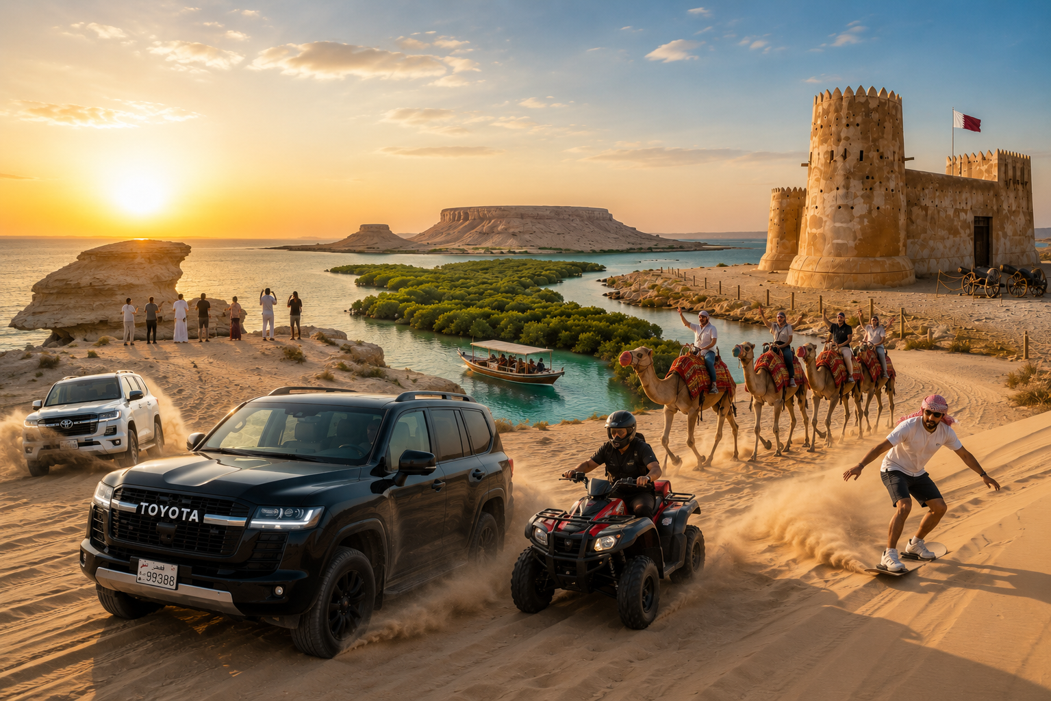 Doha: Full Day Desert Safari & North Qatar Tour with Inland