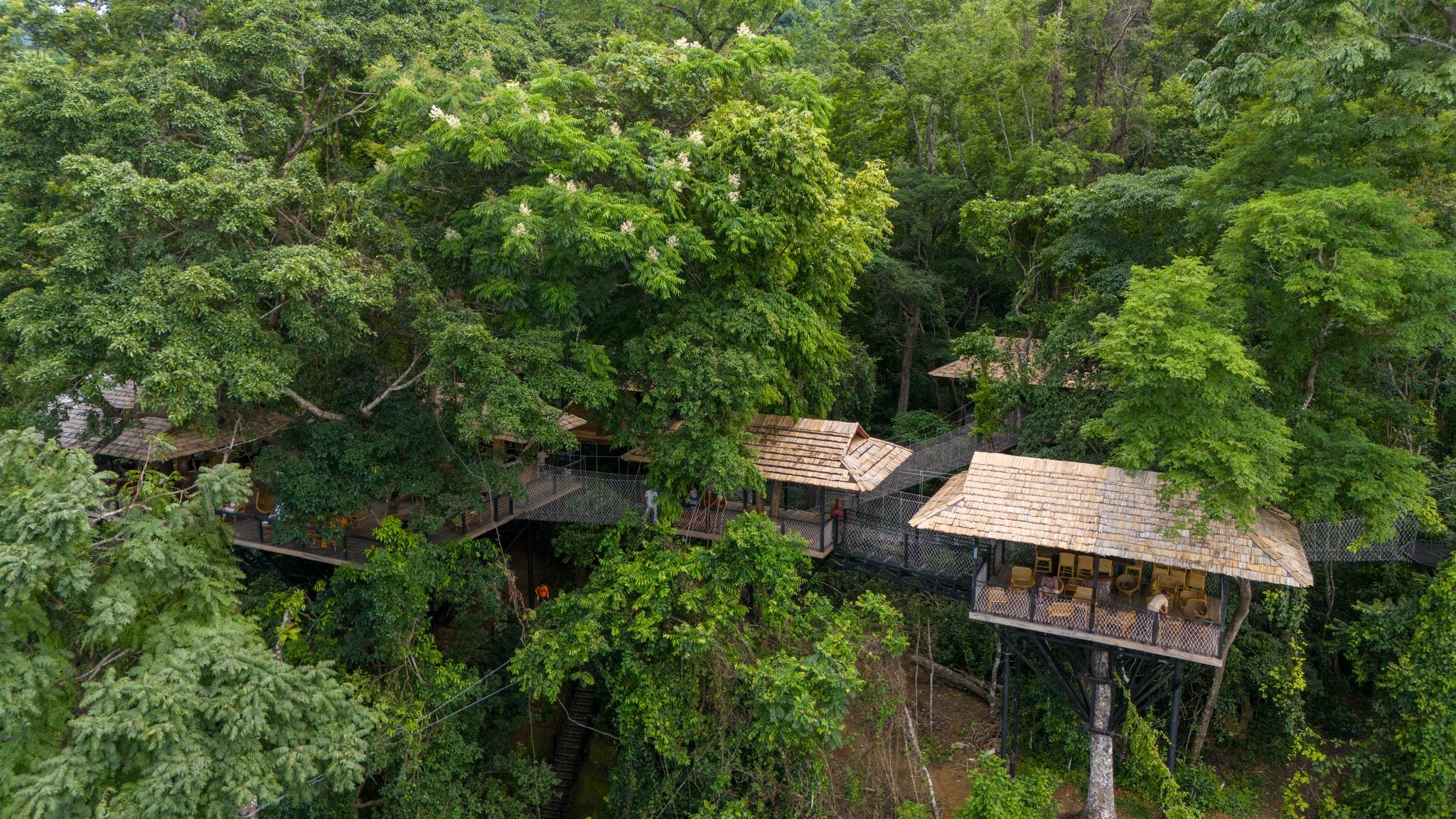 Kuang Si Waterfall: 5-Line Ziplining & Tree Top Cafe Tour