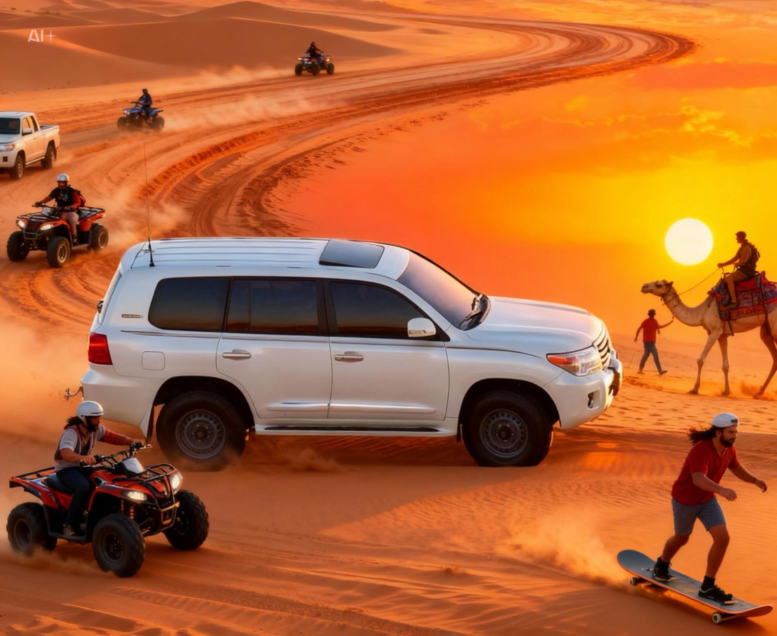 Doha: Desert Safari, Quad Bike, Camel Ride and Sandboarding