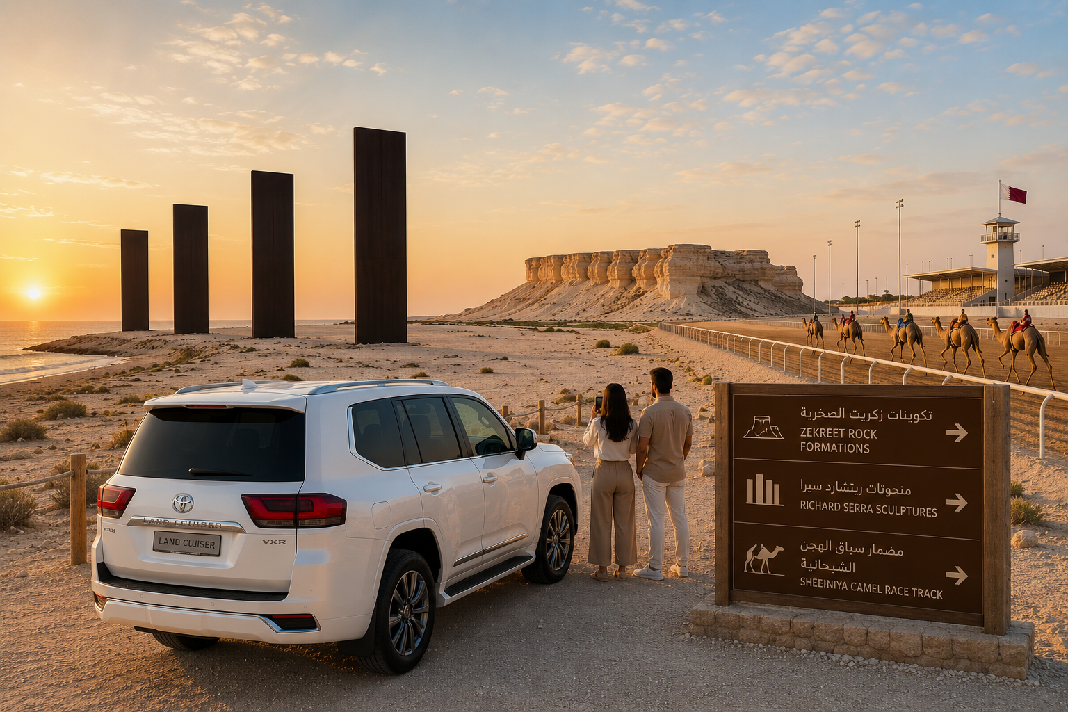 Doha: West Coast Qatar Tour, Sculptures, Camel Racing track