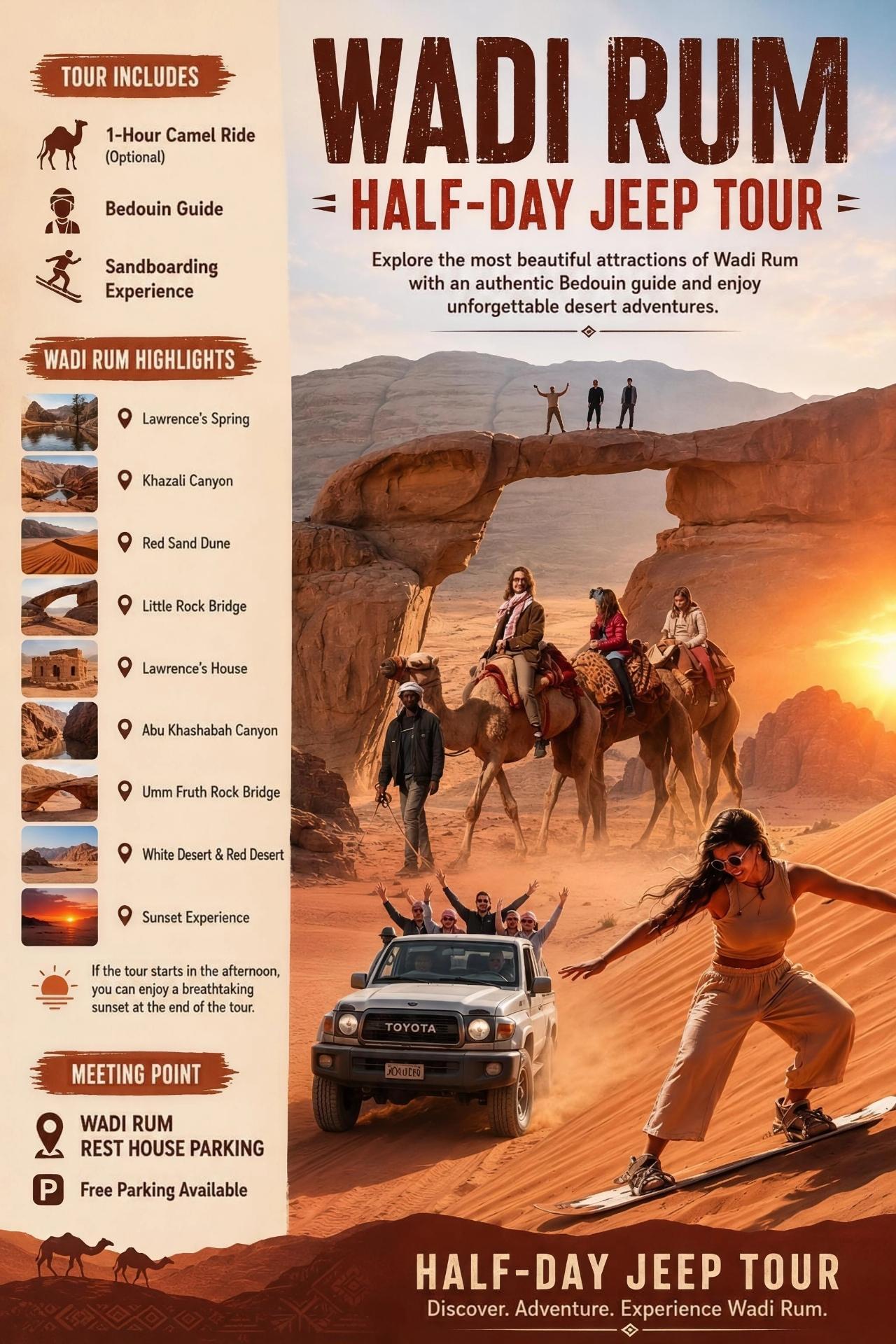 Wadi Rum: Mixed Tour Jeep Tour & Camel Ride Experience 3