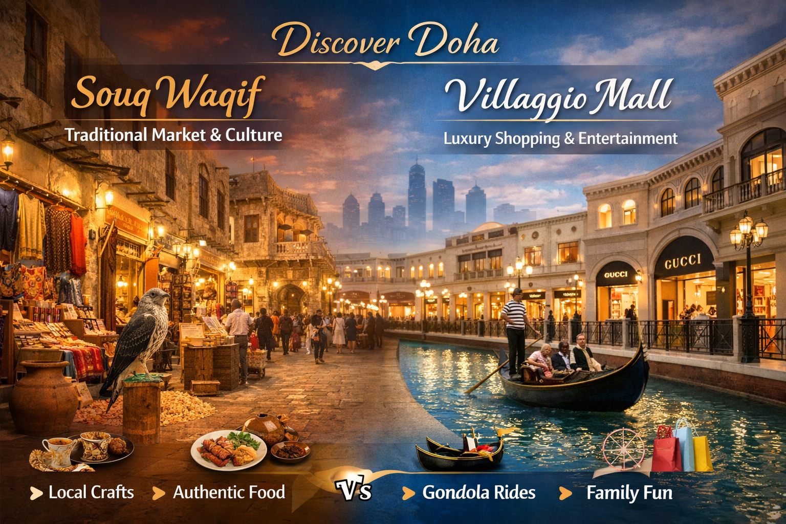 Doha: World Cup Stadium, Souq Waqif & Villaggio Gondola Ride