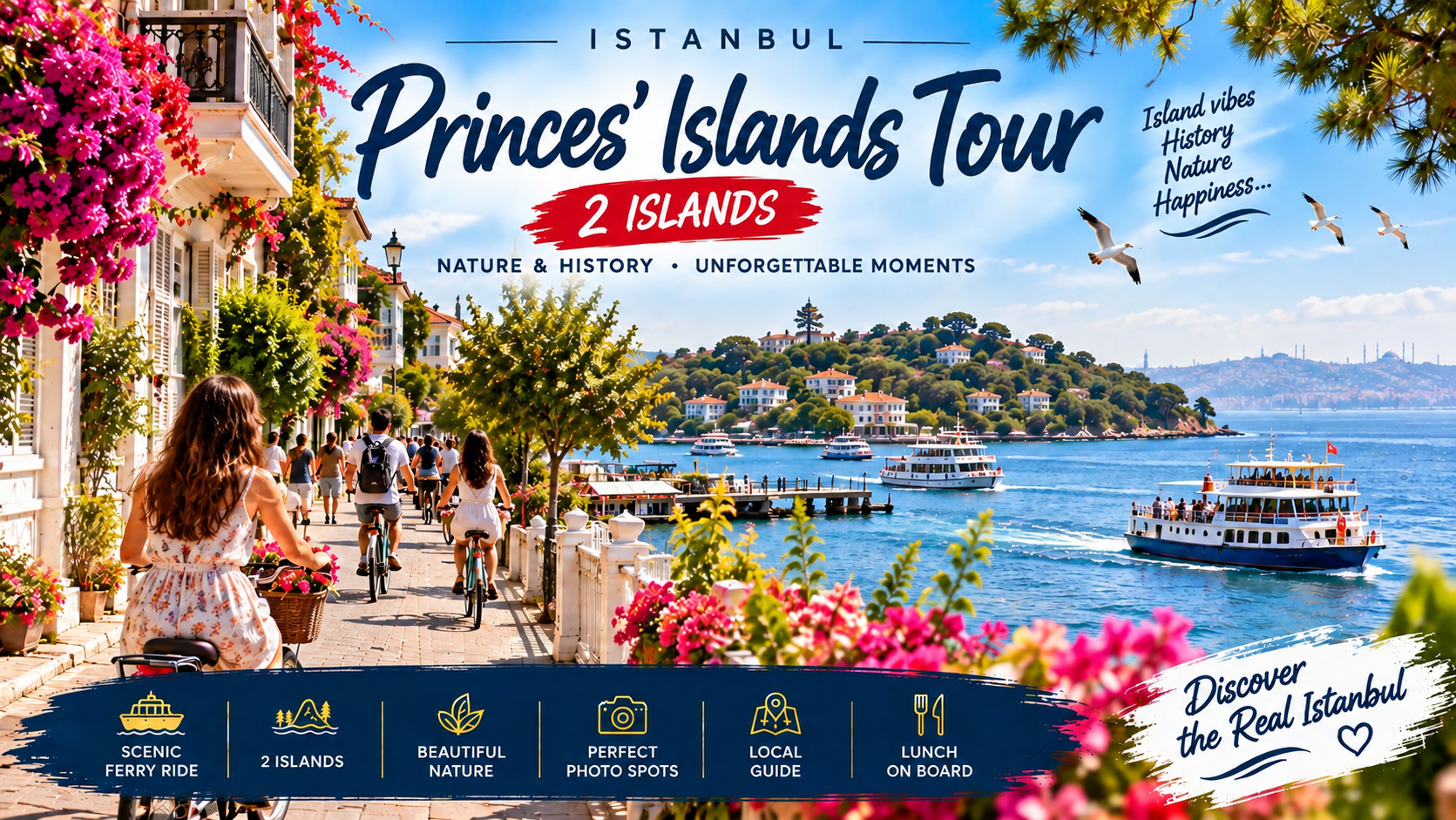 Istanbul Princes' Islands Tour (2 Islands) with Pickup & Lunch