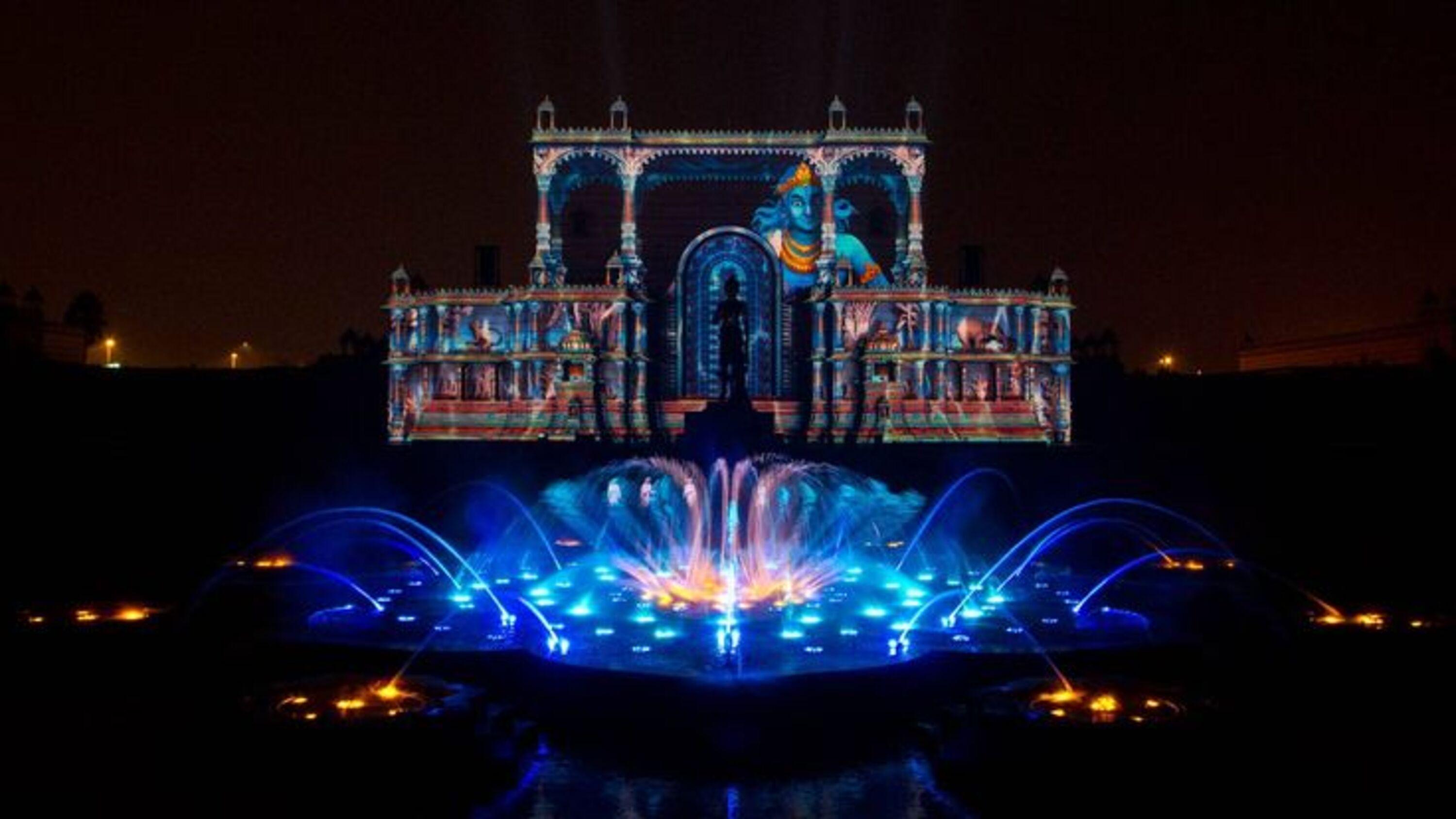 Akshardham Temple Megical Water & Light Show by Car