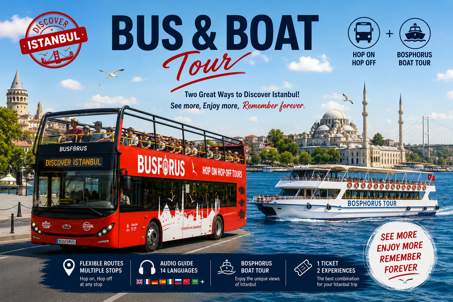 Istanbul: Hop-On Hop-Off Bus Tour -Bosphorus Cruise Day Time 3