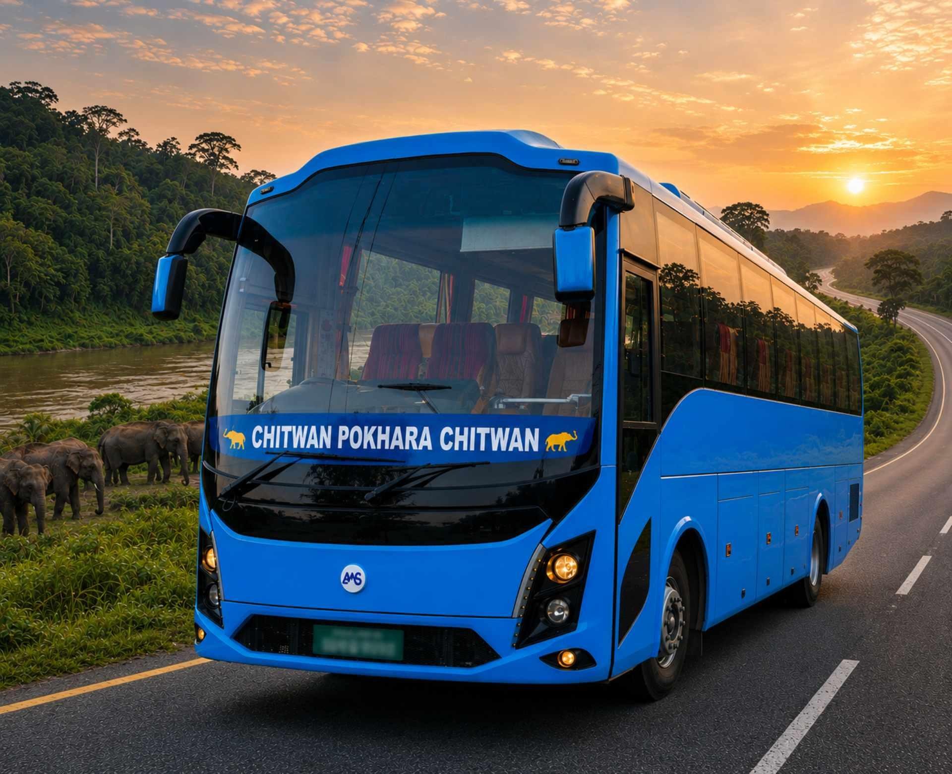 Chitwan & Pokhara: 7 AM Tourist Bus in Either Direction