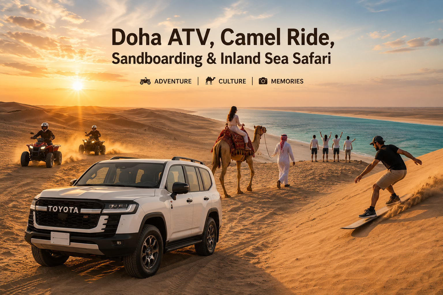 Doha ATV, Camel Ride, Sandboarding & Inland Sea Safari
