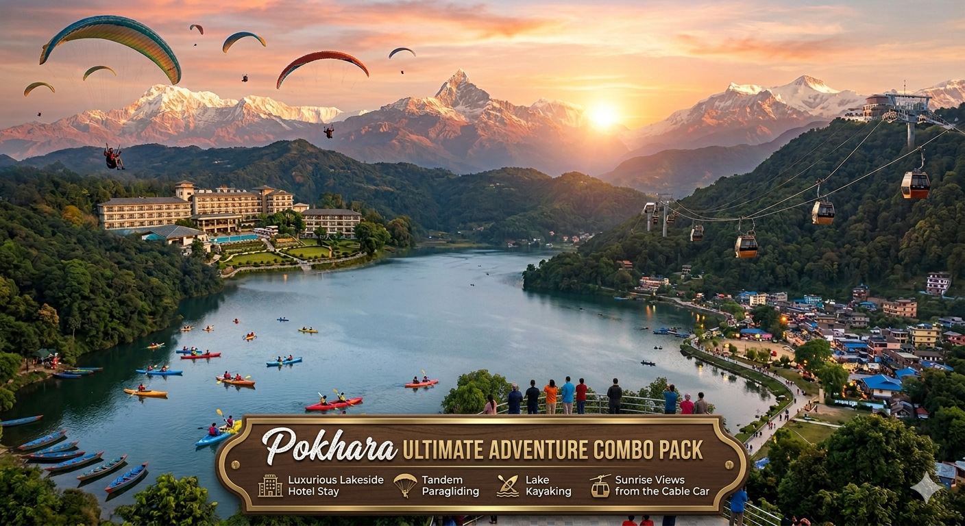 Pokhara Hotel, Sunrise, Kayaking & Paragliding Combo –2 Days