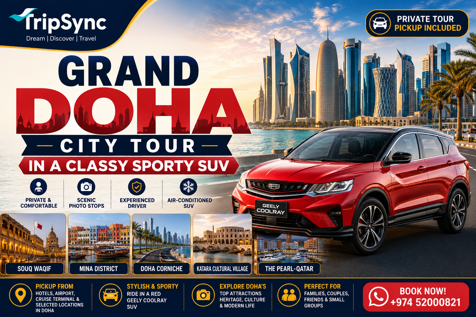 Doha: City Tour in a Sporty SUV with Pickup and Drop-off