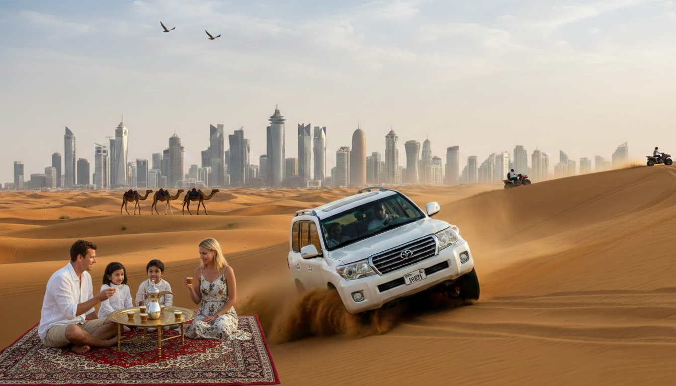Qatar Desert Safari: Dune Bashing, Camel Ride & Sandboarding