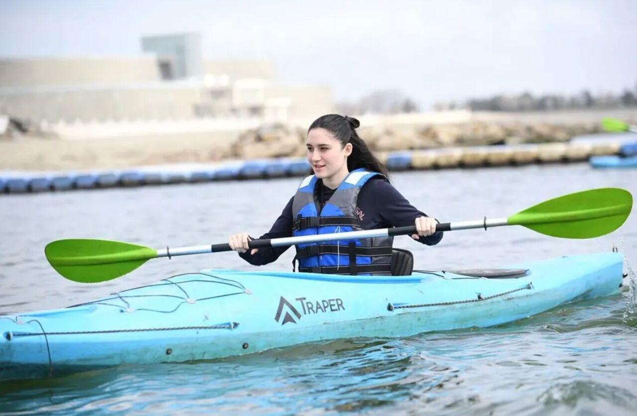Baku: Rowing a Boat on the Caspian Sea with Skyline Views
