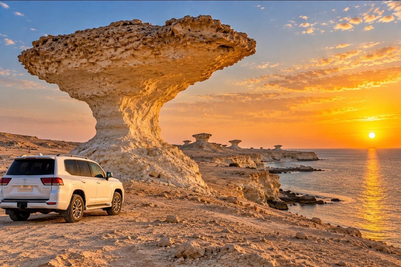 West Qatar tour to Richard Sierra sculpture,Umbrella Rock