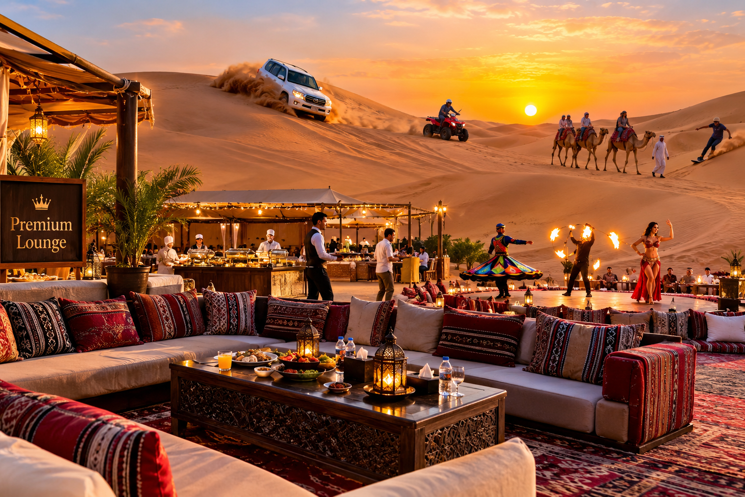 Dubai: VIP Desert Safari, Quad Bike, Camel Ride & BBQ Dinner