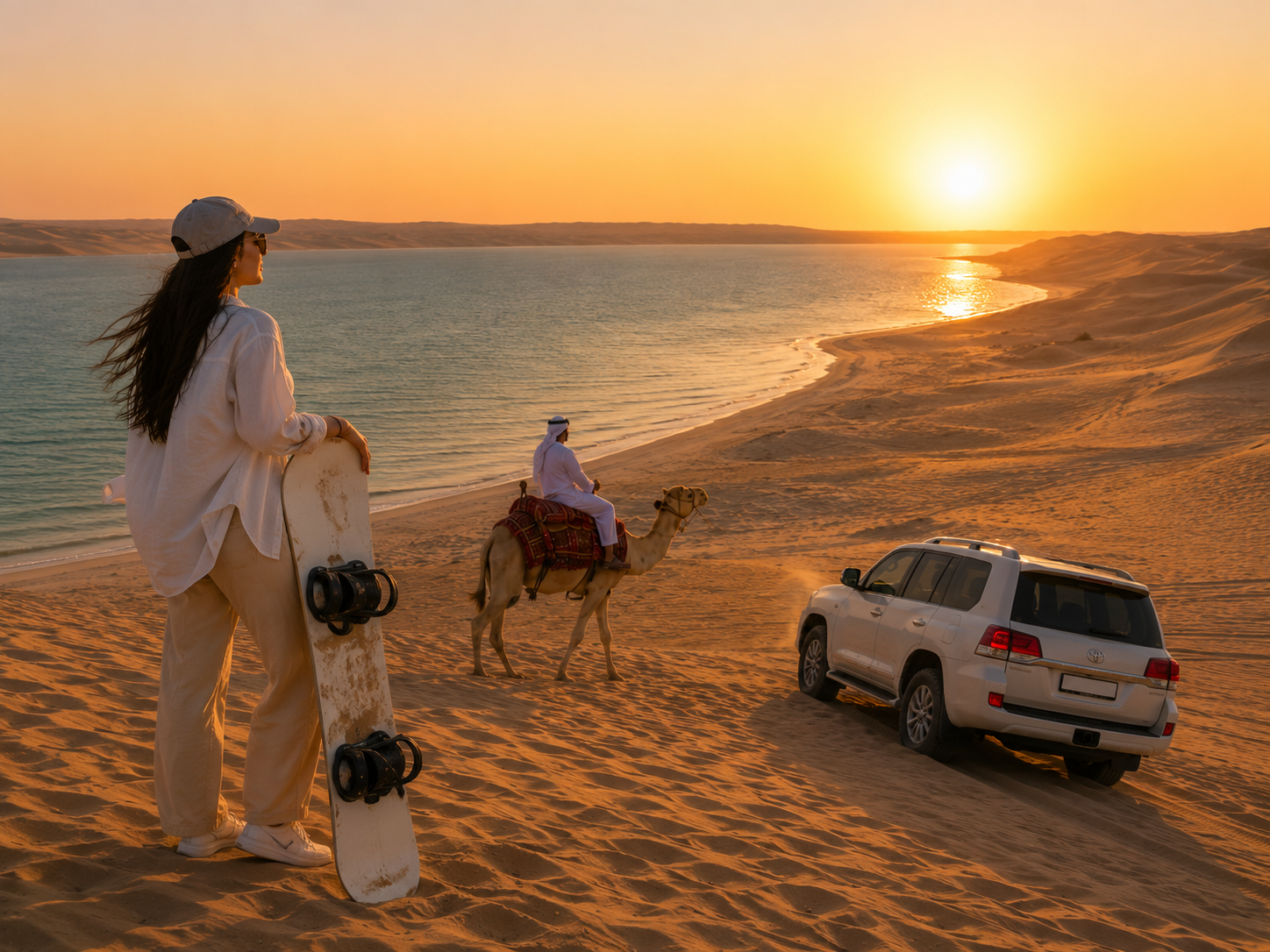 Doha: InlandSea Tour,Camel,Sand Boarding With All Activities
