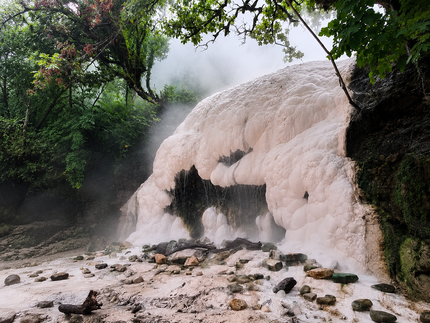 Tskhaltubo-PrometeCave-Martvili Canyon-Sulfur Waterfall Bath 2