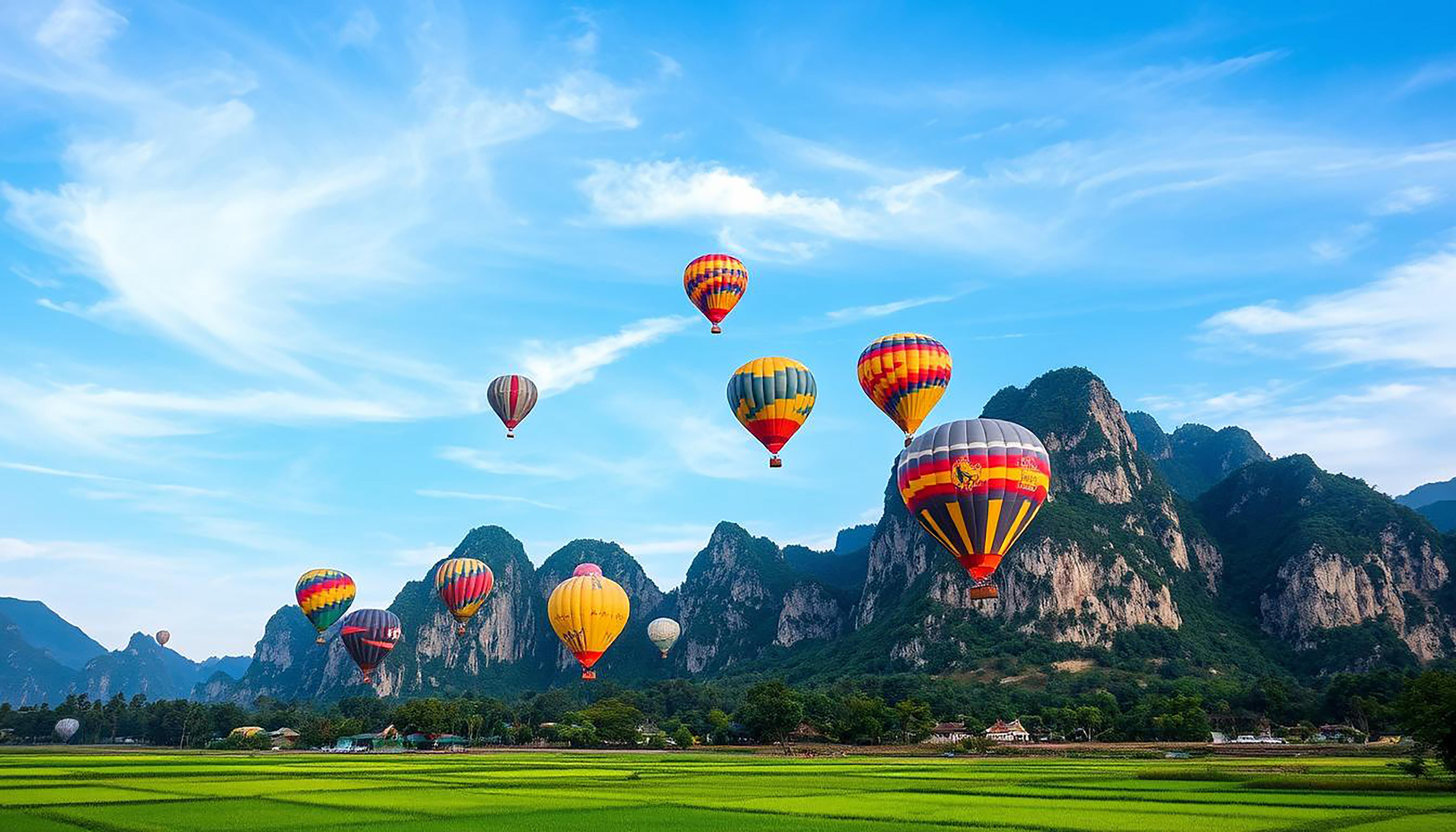 Vang Vieng: Hot Air Balloon Ride with Hotel Pickup
