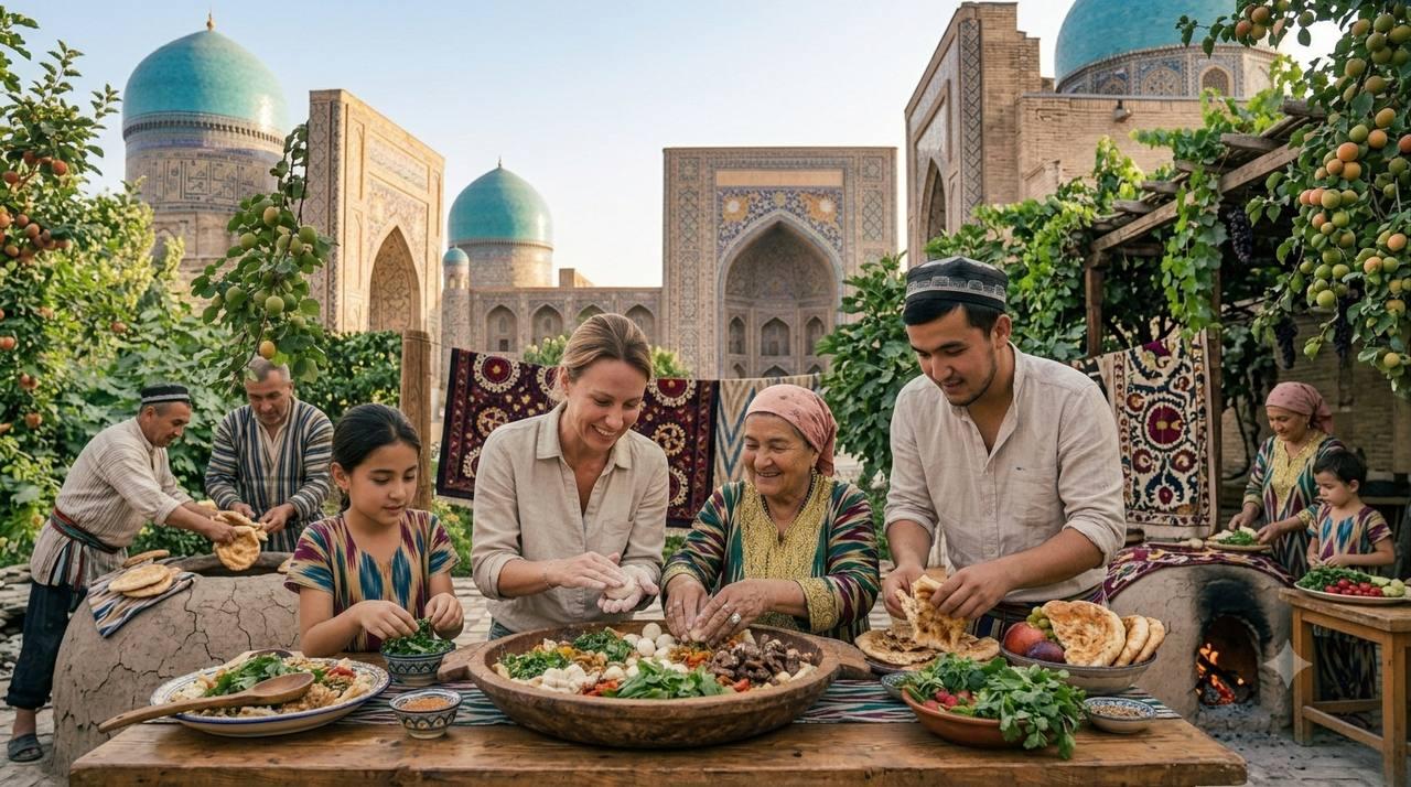 Samarkand Countryside: Traditional Qurtob Family Masterclass