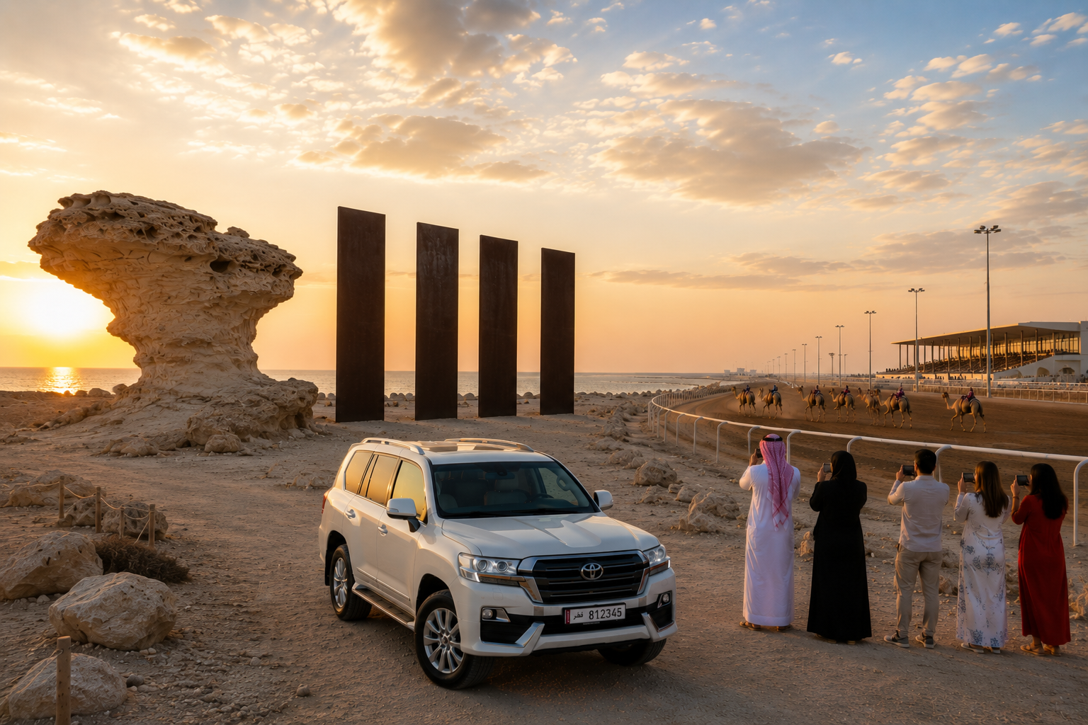 Doha: West Coast Qatar Tour, Sculptures, Camel Racing track