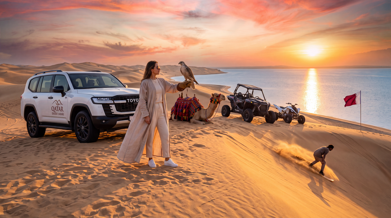 Qatar Desert Safari: ATV, Camel, Sandboarding & Inland sea