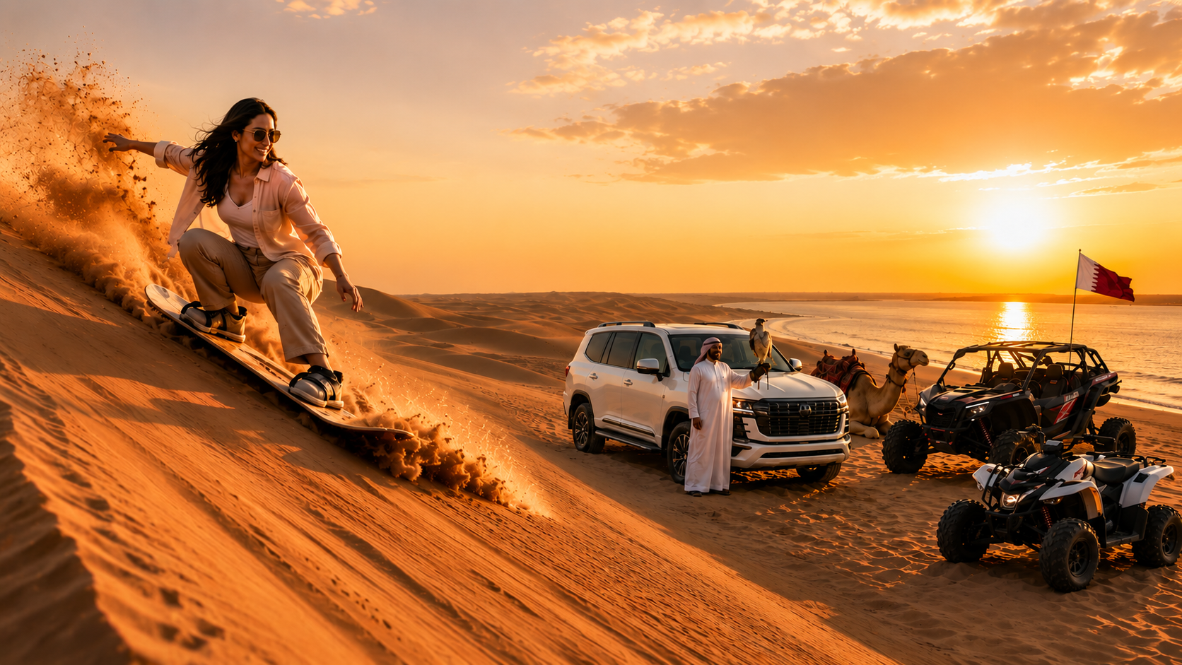 Doha: Safari, Camel Ride, Sandboarding and Inland Sea Tour