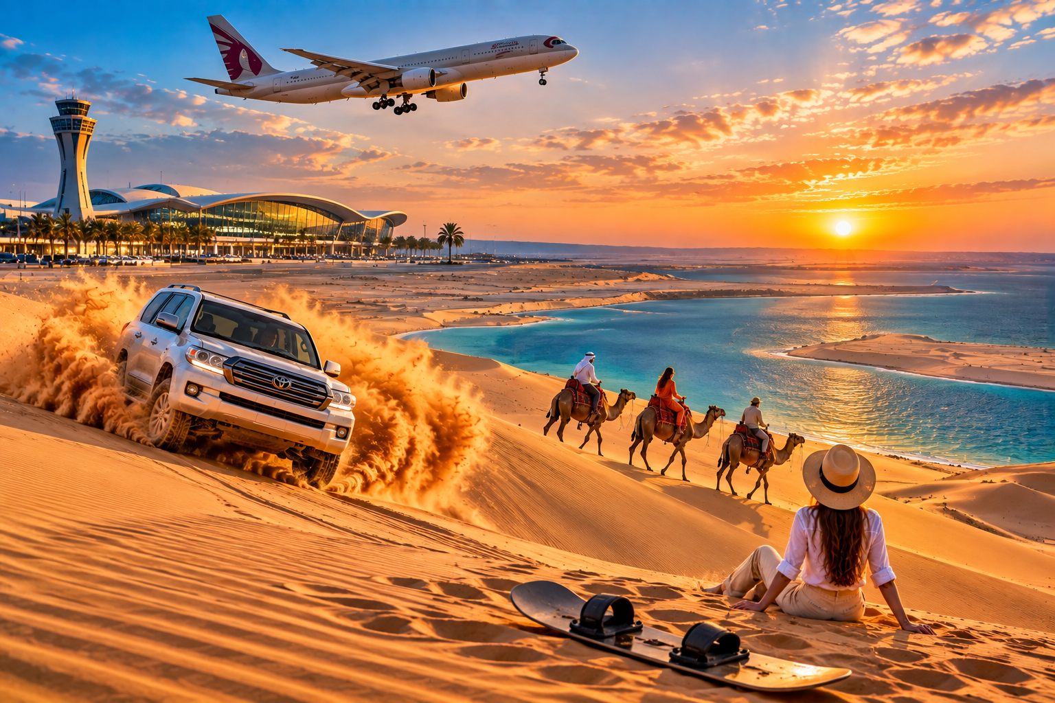 Doha: Layover Desert Safari to the Inland Sea & Camel Ride
