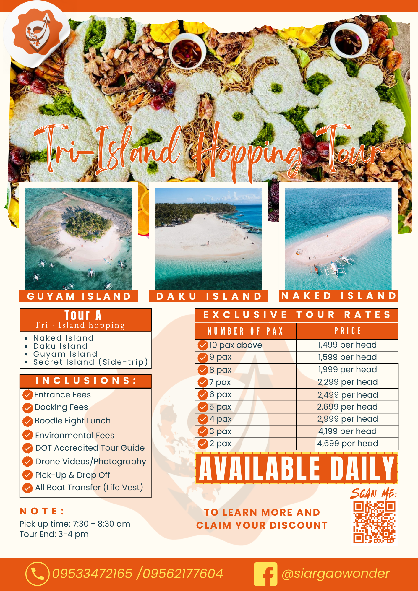 Siargao: Naked, Daku & Guyam Island Hopping with Lunch