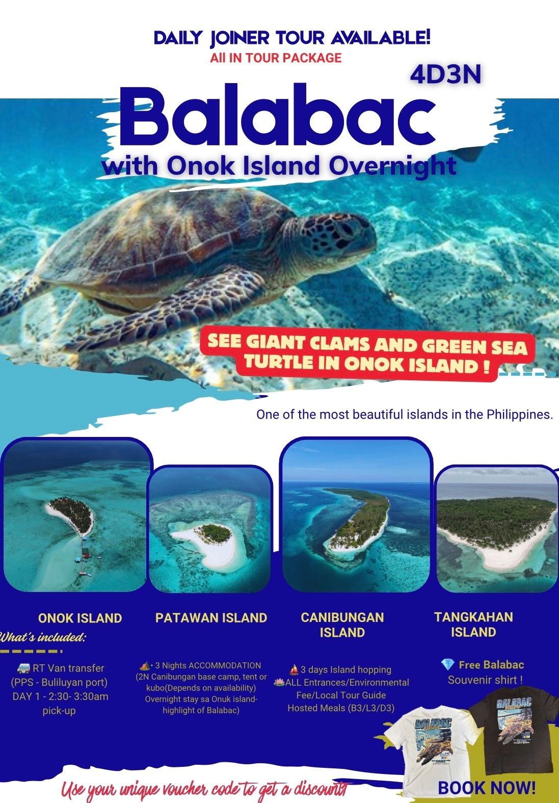 From Puerto Princesa: 4-Day Balabac Islands Tour with Meals