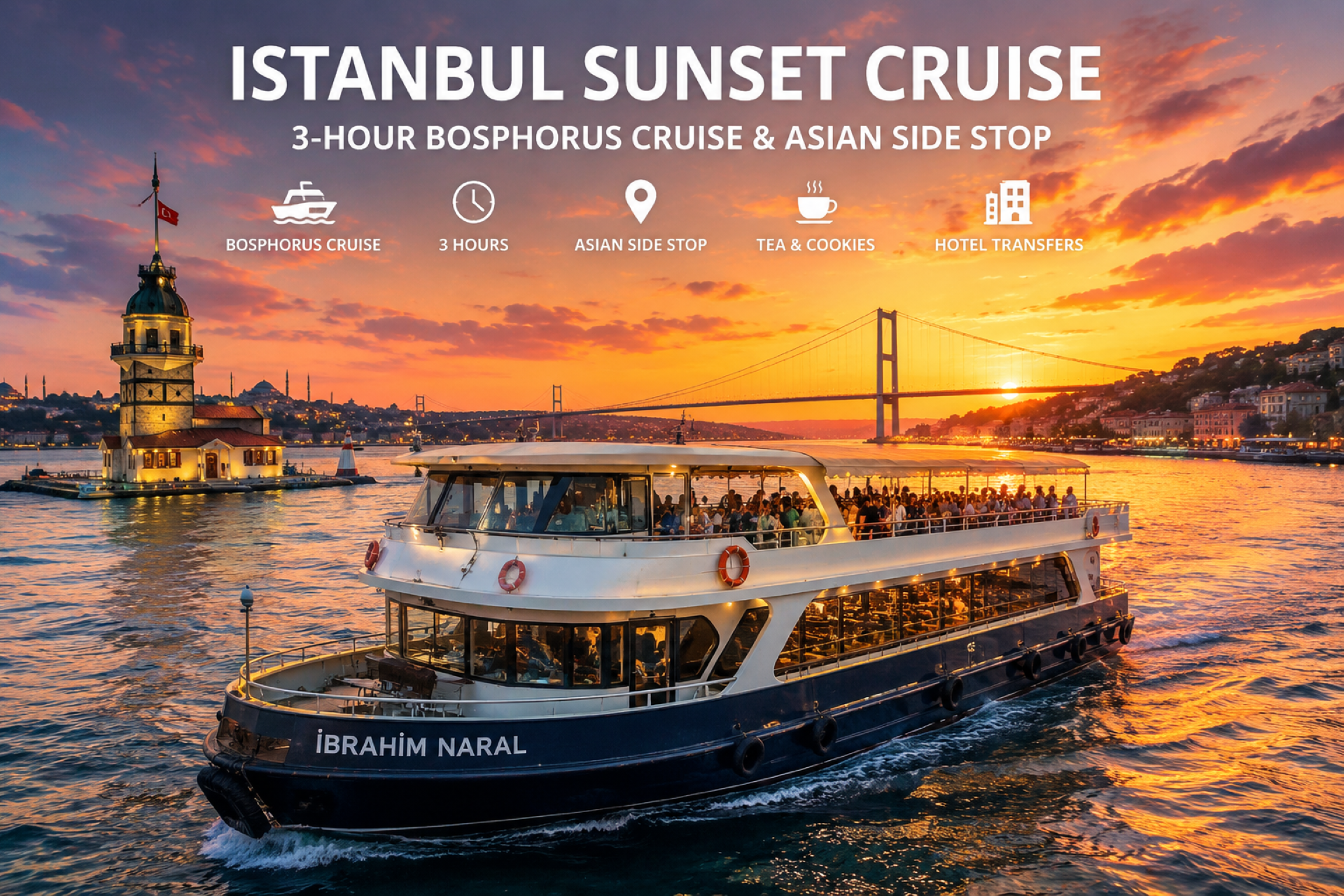 Istanbul: 3-Hour Bosphorus Sunset Cruise & Asian Side Stop