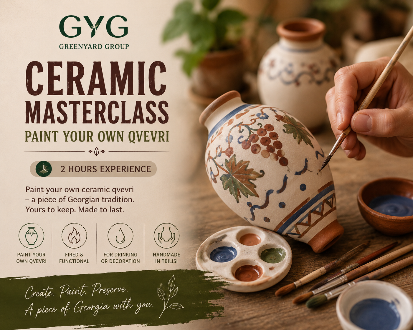 Tbilisi: Qvevri Painting Workshop with Georgian Wine