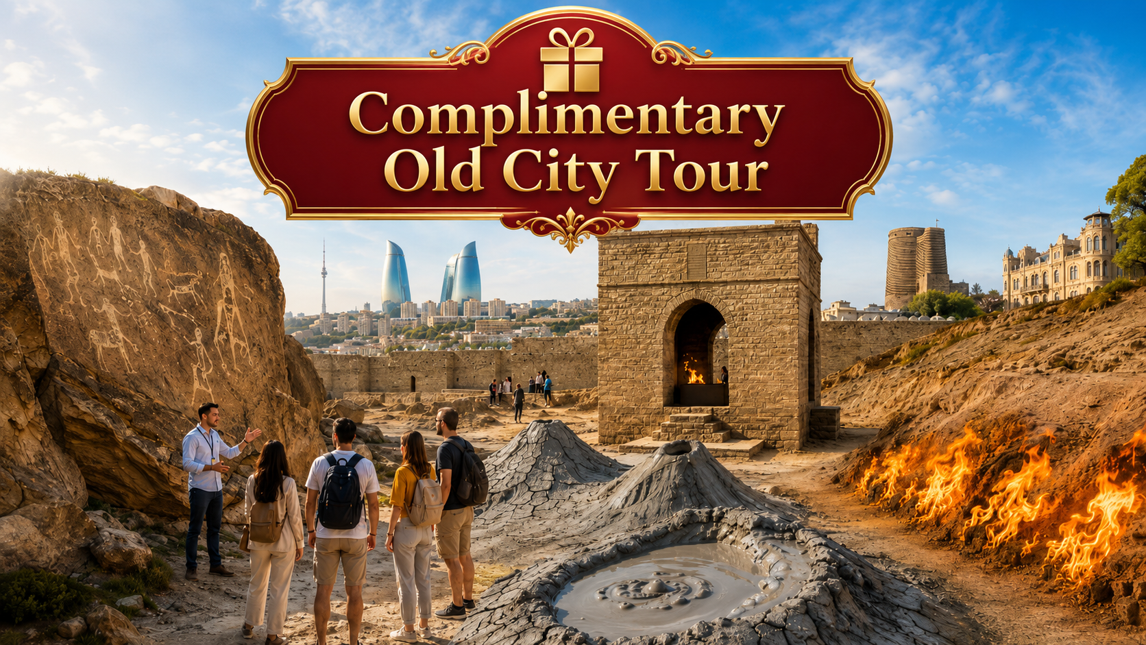 Baku: Gobustan, Fire Temple, Yanar Dag & Old City Gift