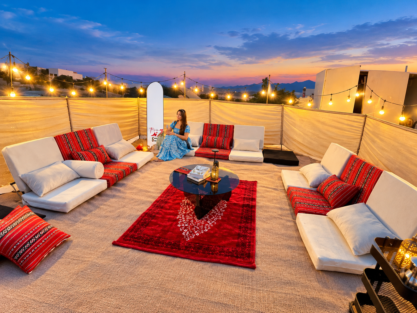 Private Azaiba Beach Evening Setup with Transfer in Muscat