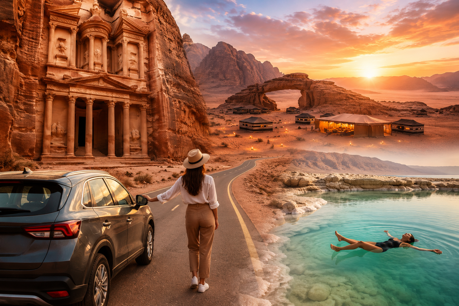 Amman: Petra, Wadi Rum, and Dead Sea 2-Day Self-Drive Tour