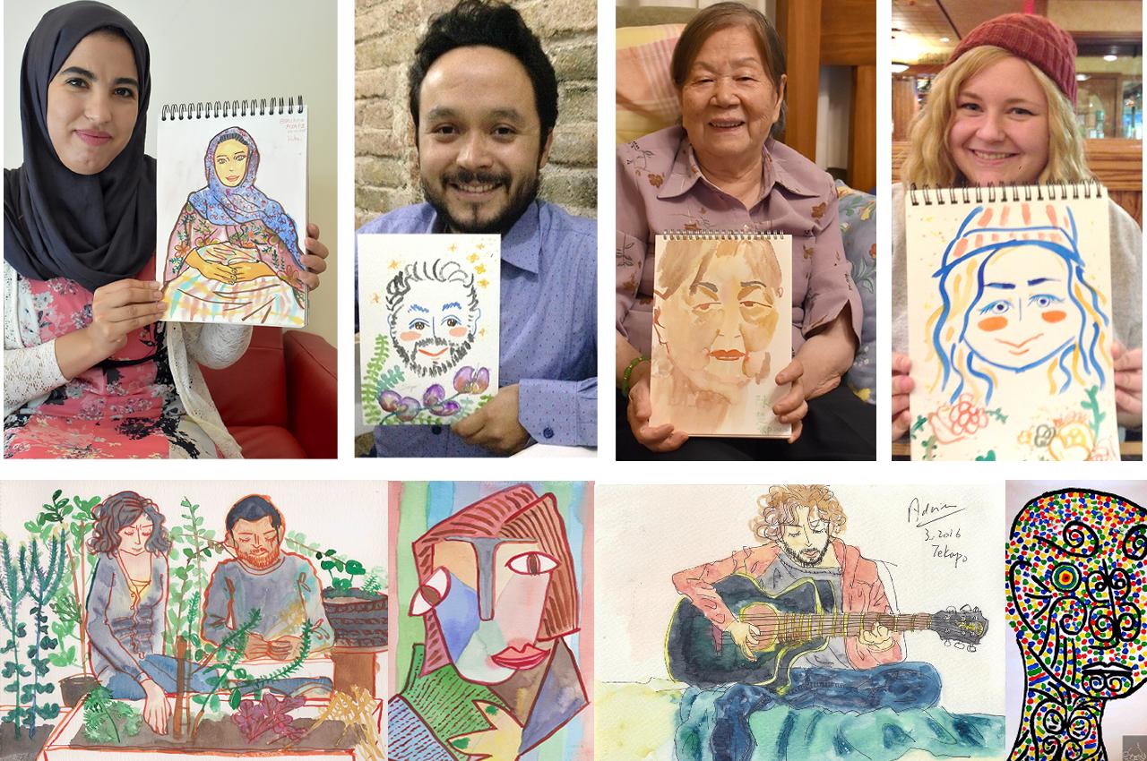 Live watercolor portrait & walk in Kowloon and food tasting