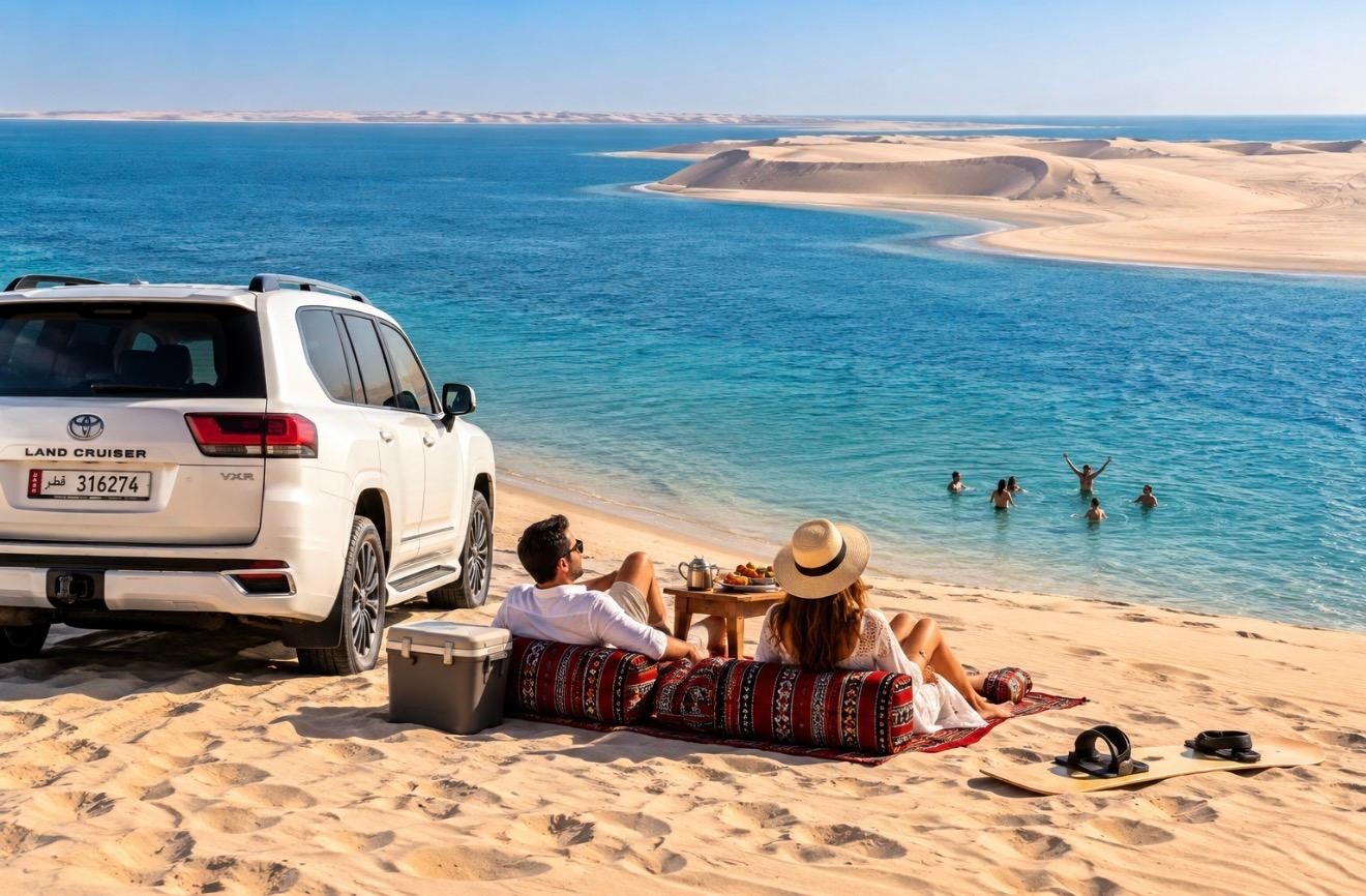 Doha: Relax Desert Safari, Camel Ride, Inland Sea, Swimming