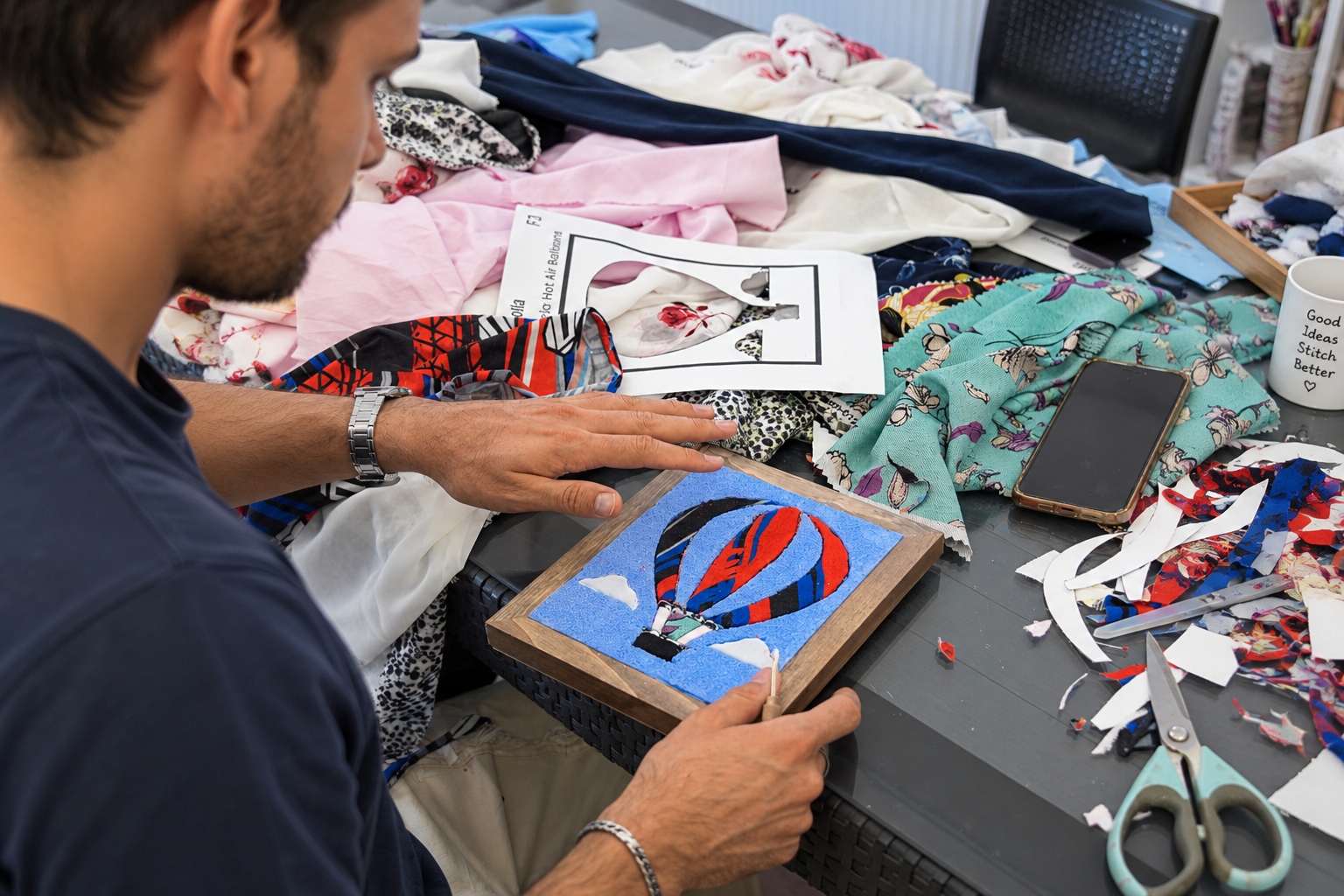 Istanbul: Kinusaiga Fabric Mosaic Workshop with Framed Art 3