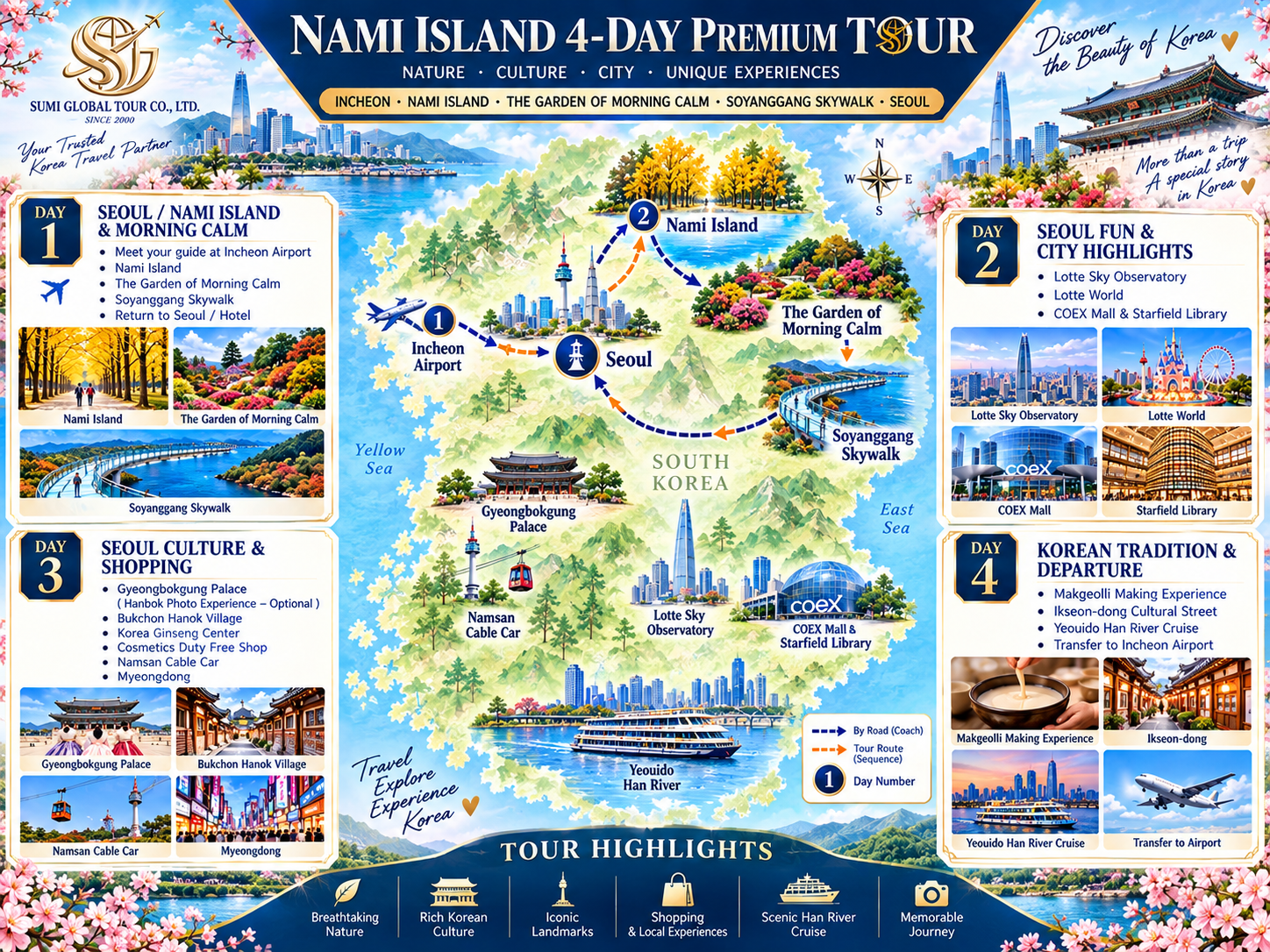 Seoul: 4-Day Guided Tour with Nami Island & Han River Cruise 2